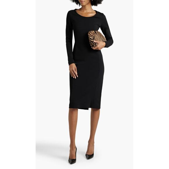 Max Mara Black Onore Long Sleeve Jersey Midi Dress Size 12 - Picture 1 of 10